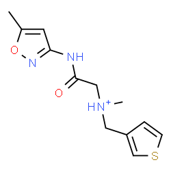 ChemSpider 2D Image | N-Methyl-2-[(5-methyl-1,2-oxazol-3-yl)amino]-2-oxo-N-(3-thienylmethyl)ethanaminium | C12H16N3O2S