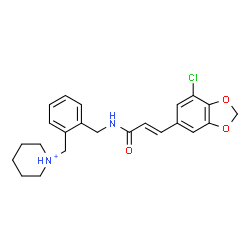 ChemSpider 2D Image | 1-[2-({[(2E)-3-(7-Chloro-1,3-benzodioxol-5-yl)-2-propenoyl]amino}methyl)benzyl]piperidinium | C23H26ClN2O3