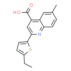 ChemSpider 2D Image | 2-(5-Ethyl-2-thienyl)-6-methyl-4-quinolinecarboxylic acid | C17H15NO2S