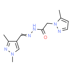 ChemSpider 2D Image | N'-[(1,3-Dimethyl-1H-pyrazol-4-yl)methylene]-2-(5-methyl-1H-pyrazol-1-yl)acetohydrazide | C12H16N6O