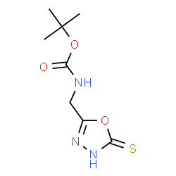 ChemSpider 2D Image | tert-Butyl [(5-sulfanyl-1,3,4-oxadiazol-2-yl)methyl]carbamate | C8H13N3O3S