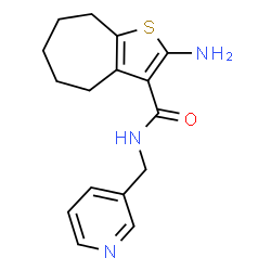 ChemSpider 2D Image | 2-amino-N-(pyridin-3-ylmethyl)-4H,5H,6H,7H,8H-cyclohepta[b]thiophene-3-carboxamide | C16H19N3OS