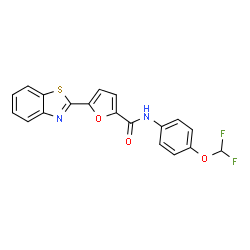ChemSpider 2D Image | 5-(1,3-Benzothiazol-2-yl)-N-[4-(difluoromethoxy)phenyl]-2-furamide | C19H12F2N2O3S