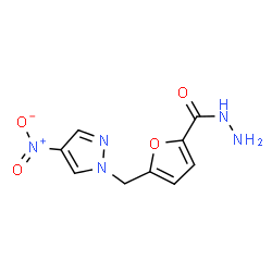 ChemSpider 2D Image | 5-[(4-Nitro-1H-pyrazol-1-yl)methyl]-2-furohydrazide | C9H9N5O4