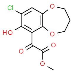 ChemSpider 2D Image | Methyl (8-chloro-7-hydroxy-3,4-dihydro-2H-1,5-benzodioxepin-6-yl)(oxo)acetate | C12H11ClO6
