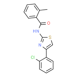 ChemSpider 2D Image | N-[4-(2-Chlorophenyl)-1,3-thiazol-2-yl]-2-methylbenzamide | C17H13ClN2OS