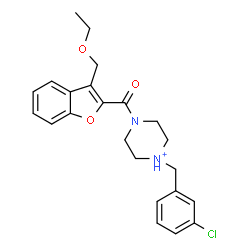 ChemSpider 2D Image | 1-(3-Chlorobenzyl)-4-{[3-(ethoxymethyl)-1-benzofuran-2-yl]carbonyl}piperazin-1-ium | C23H26ClN2O3