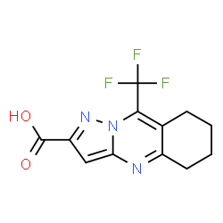 ChemSpider 2D Image | 9-(trifluoromethyl)-5H,6H,7H,8H-pyrazolo[3,2-b]quinazoline-2-carboxylic acid | C12H10F3N3O2