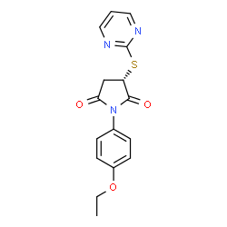 ChemSpider 2D Image | (3S)-1-(4-Ethoxyphenyl)-3-(2-pyrimidinylsulfanyl)-2,5-pyrrolidinedione | C16H15N3O3S