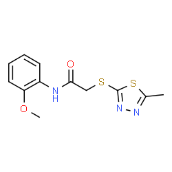 ChemSpider 2D Image | N-(2-Methoxyphenyl)-2-[(5-methyl-1,3,4-thiadiazol-2-yl)sulfanyl]acetamide | C12H13N3O2S2