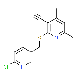 ChemSpider 2D Image | 2-(6-Chloro-pyridin-3-ylmethylsulfanyl)-4,6-dimethyl-nicotinonitrile | C14H12ClN3S