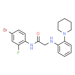ChemSpider 2D Image | N-(4-Bromo-2-fluorophenyl)-N~2~-[2-(1-piperidinyl)phenyl]glycinamide | C19H21BrFN3O