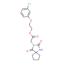 ChemSpider 2D Image | 2-(3-Chlorophenoxy)ethyl (2,4-dioxo-1,3-diazaspiro[4.4]non-3-yl)acetate | C17H19ClN2O5