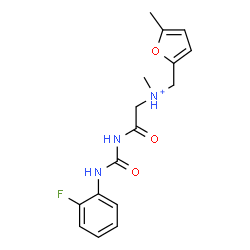 ChemSpider 2D Image | 2-{[(2-Fluorophenyl)carbamoyl]amino}-N-methyl-N-[(5-methyl-2-furyl)methyl]-2-oxoethanaminium | C16H19FN3O3