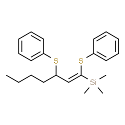 ChemSpider 2D Image | [(1Z)-1,3-Bis(phenylsulfanyl)-1-hepten-1-yl](trimethyl)silane | C22H30S2Si