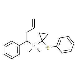ChemSpider 2D Image | Dimethyl(1-phenyl-3-buten-1-yl)[1-(phenylsulfanyl)cyclopropyl]silane | C21H26SSi