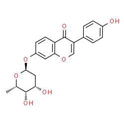 ChemSpider 2D Image | 3-(4-Hydroxyphenyl)-4-oxo-4H-chromen-7-yl 2,6-dideoxy-alpha-L-lyxo-hexopyranoside | C21H20O7