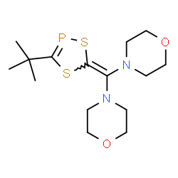 ChemSpider 2D Image | 4,4'-{[3-(2-Methyl-2-propanyl)-1,4,2-dithiaphosphol-5-ylidene]methylene}dimorpholine | C15H25N2O2PS2