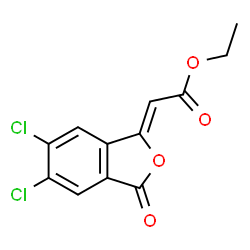 ChemSpider 2D Image | Ethyl (2Z)-(5,6-dichloro-3-oxo-2-benzofuran-1(3H)-ylidene)acetate | C12H8Cl2O4