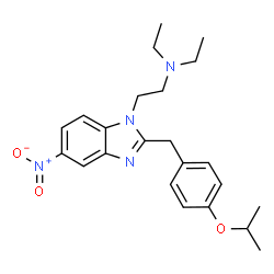 ChemSpider 2D Image | N,N-Diethyl-2-[2-(4-isopropoxybenzyl)-5-nitro-1H-benzimidazol-1-yl]ethanamine | C23H30N4O3