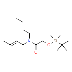ChemSpider 2D Image | N-[(2E)-2-Buten-1-yl]-N-butyl-2-{[dimethyl(2-methyl-2-propanyl)silyl]oxy}acetamide | C16H33NO2Si