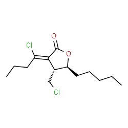ChemSpider 2D Image | (3Z,4R,5S)-3-(1-Chlorobutylidene)-4-(chloromethyl)-5-pentyldihydro-2(3H)-furanone | C14H22Cl2O2
