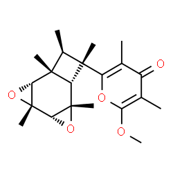 ChemSpider 2D Image | 2-Methoxy-3,5-dimethyl-6-[(1R,2R,4R,5S,7S,8R,9S,10R)-1,4,7,9,10-pentamethyl-3,6-dioxatetracyclo[6.2.0.0~2,4~.0~5,7~]dec-9-yl]-4H-pyran-4-one | C21H28O5