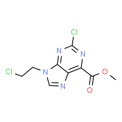 ChemSpider 2D Image | Methyl 2-chloro-9-(2-chloroethyl)-9H-purine-6-carboxylate | C9H8Cl2N4O2