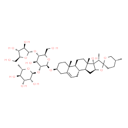 ChemSpider 2D Image | (3beta,22S,25R)-17-Hydroxyspirost-5-en-3-yl alpha-L-arabinofuranosyl-(1->4)-[6-deoxy-alpha-L-mannopyranosyl-(1->2)]-beta-D-glucopyranoside | C44H70O17