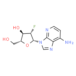 ChemSpider 2D Image | 3-(2-Deoxy-2-fluoro-beta-D-arabinofuranosyl)-3H-imidazo[4,5-b]pyridin-7-amine | C11H13FN4O3