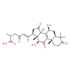 ChemSpider 2D Image | (7beta,12beta,20E)-7,12-Dihydroxy-3,11,15,23-tetraoxolanosta-8,20(22)-dien-26-oic acid | C30H40O8