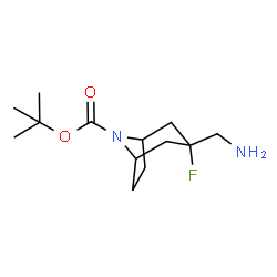 ChemSpider 2D Image | 2-Methyl-2-propanyl 3-(aminomethyl)-3-fluoro-8-azabicyclo[3.2.1]octane-8-carboxylate | C13H23FN2O2