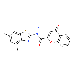 ChemSpider 2D Image | N-(4,6-Dimethyl-1,3-benzothiazol-2-yl)-4-oxo-4H-chromene-2-carbohydrazide | C19H15N3O3S