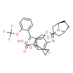 ChemSpider 2D Image | 2-[(1R,5R)-3-({5-Cyclopropyl-3-[2-(trifluoromethoxy)phenyl]-1,2-oxazol-4-yl}methoxy)-8-azabicyclo[3.2.1]oct-8-yl]-4-fluoro-1,3-benzothiazole-6-carboxylic acid | C29H25F4N3O5S