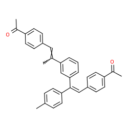 ChemSpider 2D Image | 1-{4-[(1E)-2-{3-[(Z)-2-(4-Acetylphenyl)-1-(4-methylphenyl)vinyl]phenyl}-1-propen-1-yl]phenyl}ethanone | C34H30O2