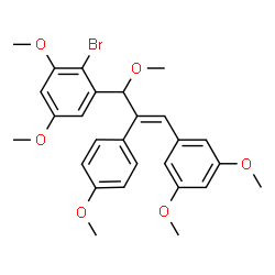 ChemSpider 2D Image | 2-Bromo-1-[(2E)-3-(3,5-dimethoxyphenyl)-1-methoxy-2-(4-methoxyphenyl)-2-propen-1-yl]-3,5-dimethoxybenzene | C27H29BrO6