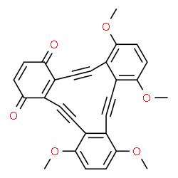 ChemSpider 2D Image | 7,10,13,16-Tetramethoxy-5,6,11,12,17,18-hexadehydrotribenzo[a,e,i][12]annulene-1,4-dione | C28H18O6