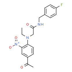 ChemSpider 2D Image | N~2~-(4-Acetyl-2-nitrophenyl)-N~2~-ethyl-N-(4-fluorobenzyl)glycinamide | C19H20FN3O4