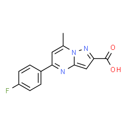 ChemSpider 2D Image | 5-(4-Fluorophenyl)-7-methylpyrazolo[1,5-a]pyrimidine-2-carboxylic acid | C14H10FN3O2