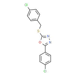 ChemSpider 2D Image | 2-[(4-Chlorobenzyl)sulfanyl]-5-(4-chlorophenyl)-1,3,4-oxadiazole | C15H10Cl2N2OS