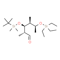 ChemSpider 2D Image | (2R,3S,4S,5S)-3-{[Dimethyl(2-methyl-2-propanyl)silyl]oxy}-2,4-dimethyl-5-[(triethylsilyl)oxy]hexanal | C20H44O3Si2