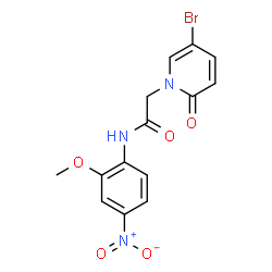 ChemSpider 2D Image | 2-(5-Bromo-2-oxo-1(2H)-pyridinyl)-N-(2-methoxy-4-nitrophenyl)acetamide | C14H12BrN3O5
