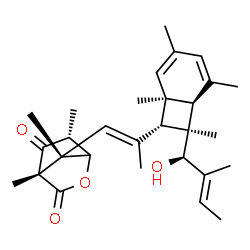 ChemSpider 2D Image | (4S,6R,7S)-7-[(1E)-2-{(1R,6S,7R,8R)-8-[(1R,2E)-1-Hydroxy-2-methyl-2-buten-1-yl]-2,4,6,8-tetramethylbicyclo[4.2.0]octa-2,4-dien-7-yl}-1-propen-1-yl]-4,6,7-trimethyl-2-oxabicyclo[2.2.1]heptane-3,5-dione | C29H40O4