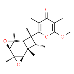 ChemSpider 2D Image | 2-Methoxy-3,5-dimethyl-6-[(1S,2R,4R,5S,7S,8S,9S,10R)-1,4,7,9,10-pentamethyl-3,6-dioxatetracyclo[6.2.0.0~2,4~.0~5,7~]dec-9-yl]-4H-pyran-4-one | C21H28O5