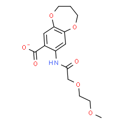 ChemSpider 2D Image | 8-{[(2-Methoxyethoxy)acetyl]amino}-3,4-dihydro-2H-1,5-benzodioxepine-7-carboxylate | C15H18NO7