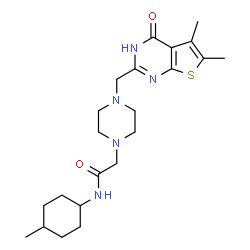 ChemSpider 2D Image | 2-{4-[(5,6-Dimethyl-4-oxo-3,4-dihydrothieno[2,3-d]pyrimidin-2-yl)methyl]-1-piperazinyl}-N-(4-methylcyclohexyl)acetamide | C22H33N5O2S