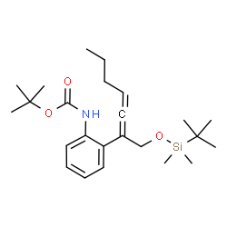 ChemSpider 2D Image | 2-Methyl-2-propanyl [2-(1-{[dimethyl(2-methyl-2-propanyl)silyl]oxy}-2,3-heptadien-2-yl)phenyl]carbamate | C24H39NO3Si
