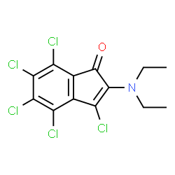 ChemSpider 2D Image | 3,4,5,6,7-Pentachloro-2-(diethylamino)-1H-inden-1-one | C13H10Cl5NO