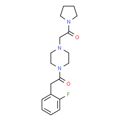 ChemSpider 2D Image | 2-(2-Fluorophenyl)-1-{4-[2-oxo-2-(1-pyrrolidinyl)ethyl]-1-piperazinyl}ethanone | C18H24FN3O2