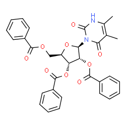 ChemSpider 2D Image | 5,6-Dimethyl-3-(2,3,5-tri-O-benzoyl-beta-D-ribofuranosyl)-2,4(1H,3H)-pyrimidinedione | C32H28N2O9